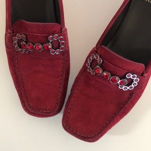Stuart Weitzman Murphy Moccasin Red Suede Size 6.5